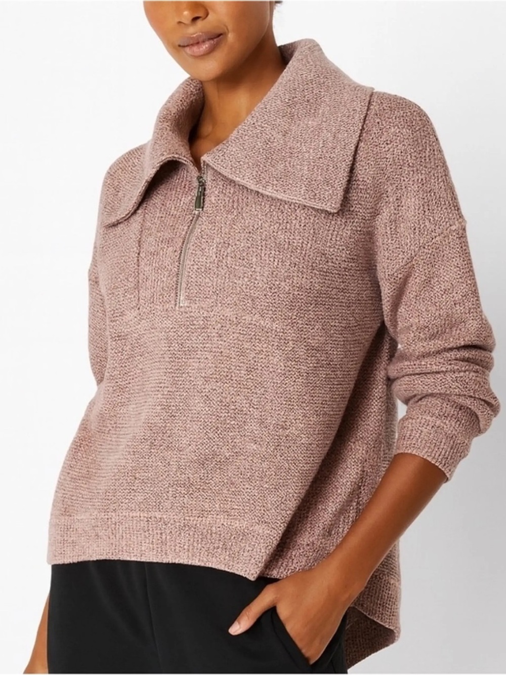 Sweaty Betty Women's Restful Boucle Half Zip Sweatshirt small soft pink size 8